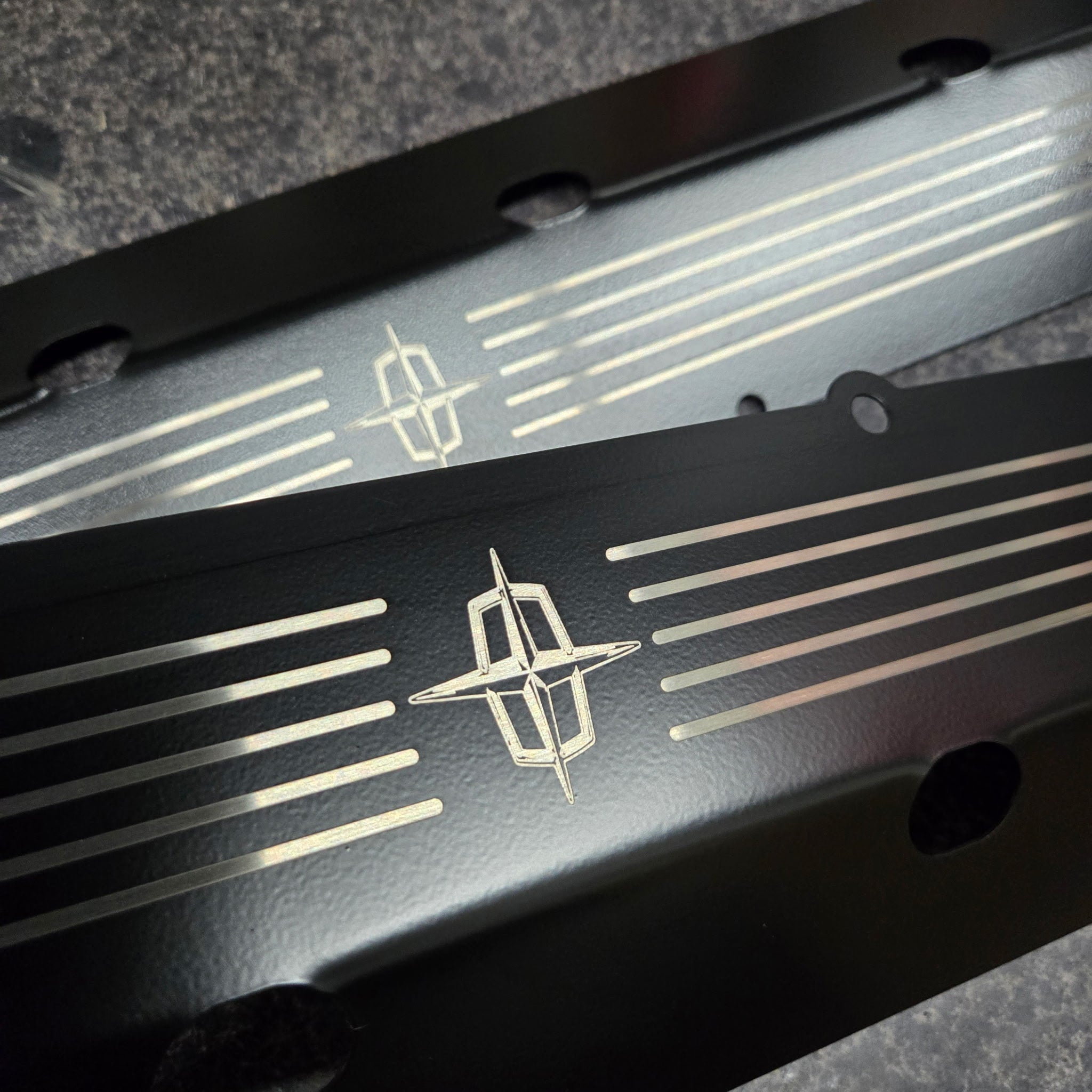 Black Satin Powder Coat Stainless Steel 460 Engine Exhaust Manifold Cover Set
