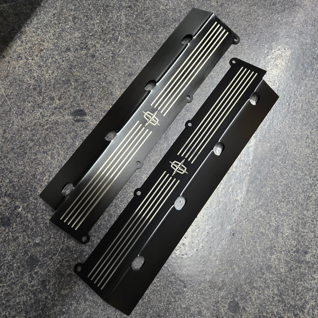 Black Satin Powder Coat Stainless Steel 460 Engine Exhaust Manifold Cover Set