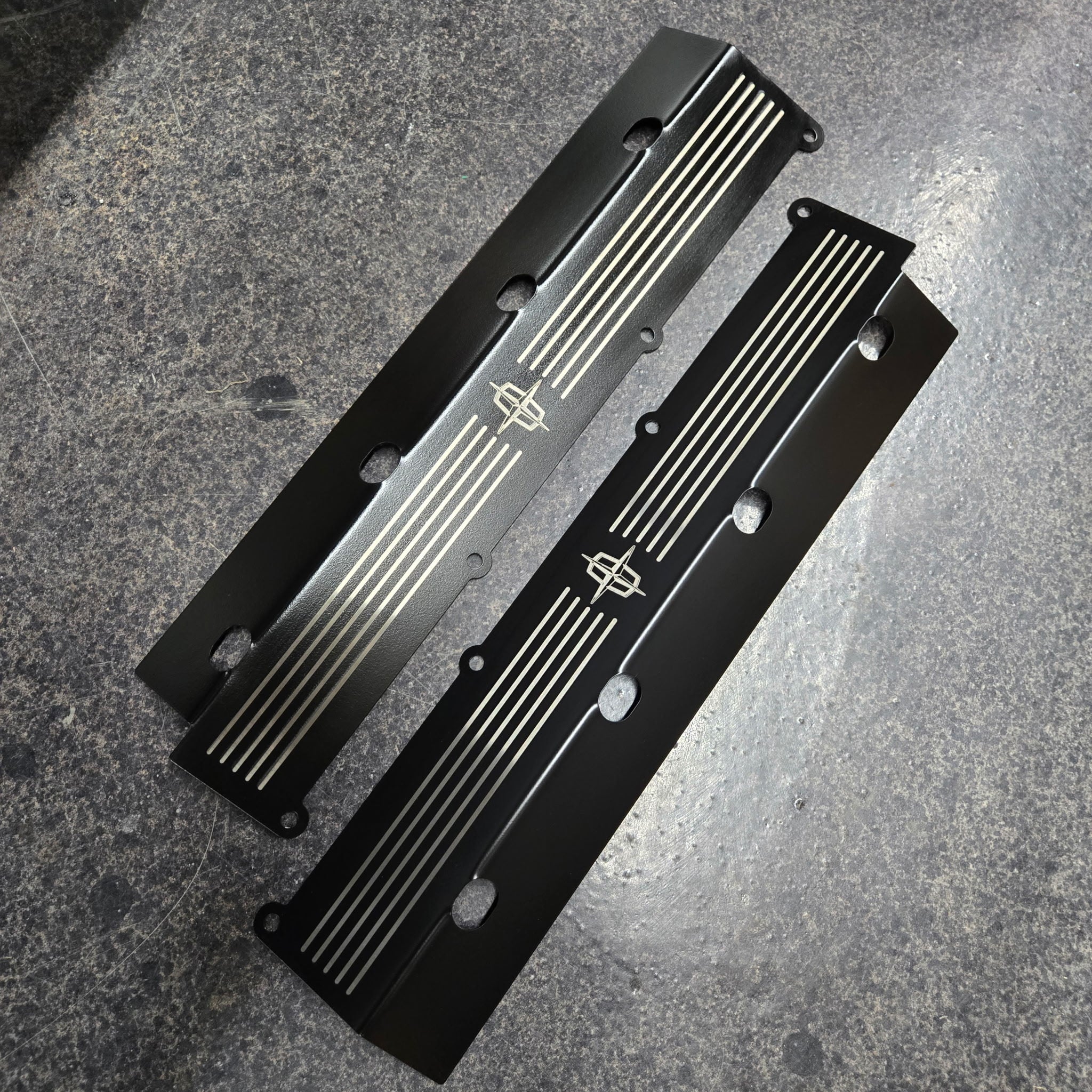 Black Satin Powder Coat Stainless Steel 460 Engine Exhaust Manifold Cover Set